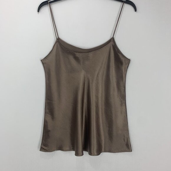 Vince Satin Camisole Taupe Cami Sleeveless Top Brown Size L - Picture 6 of 8